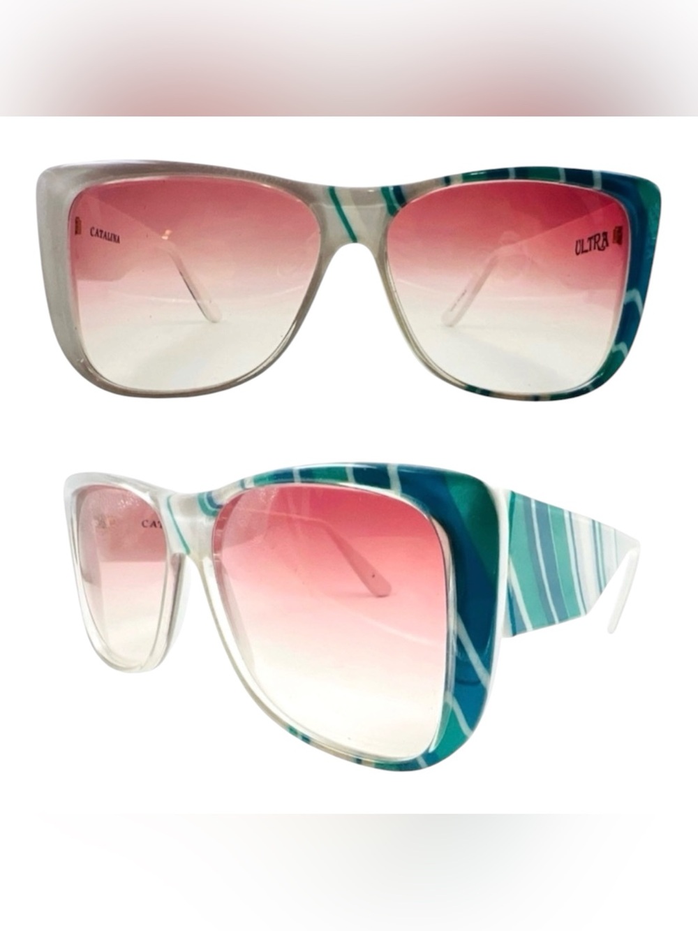 1980’s Ultra Thick Oversized Angular Sunglasses, Model Catalina, Made in Italy